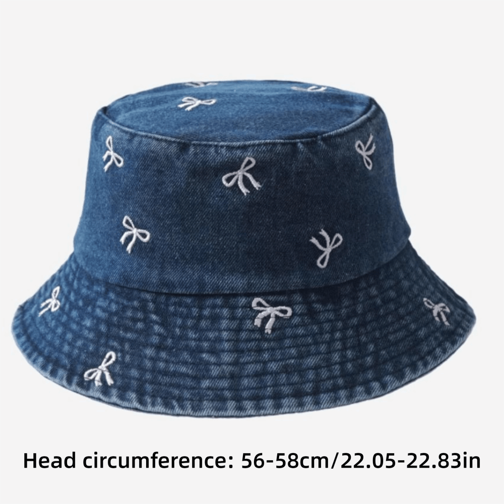The Bow-Embroidered Denim Bucket