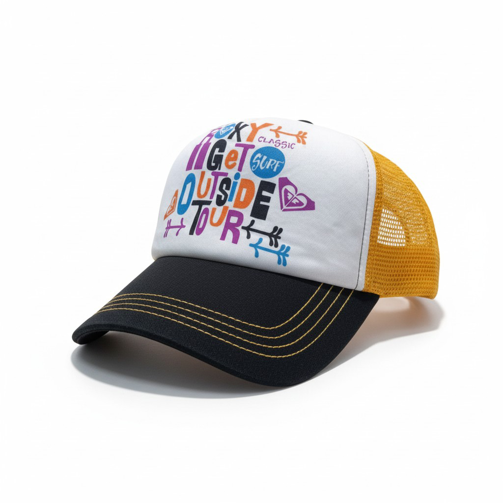 Roxy "Get Outside Tour" Mesh Trucker Hat – Multicolor/Yellow