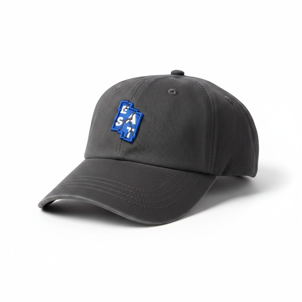 Anthracite Dad Hat with Blue Geometric Patch