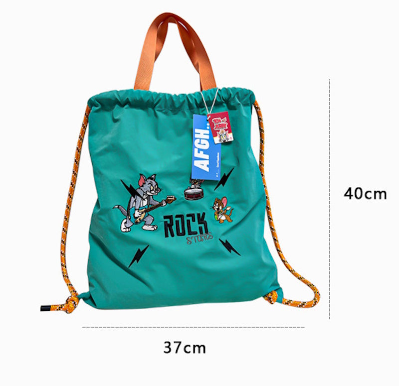 Tom & Jerry Original Disney Drawstring Tote - Teal/Green