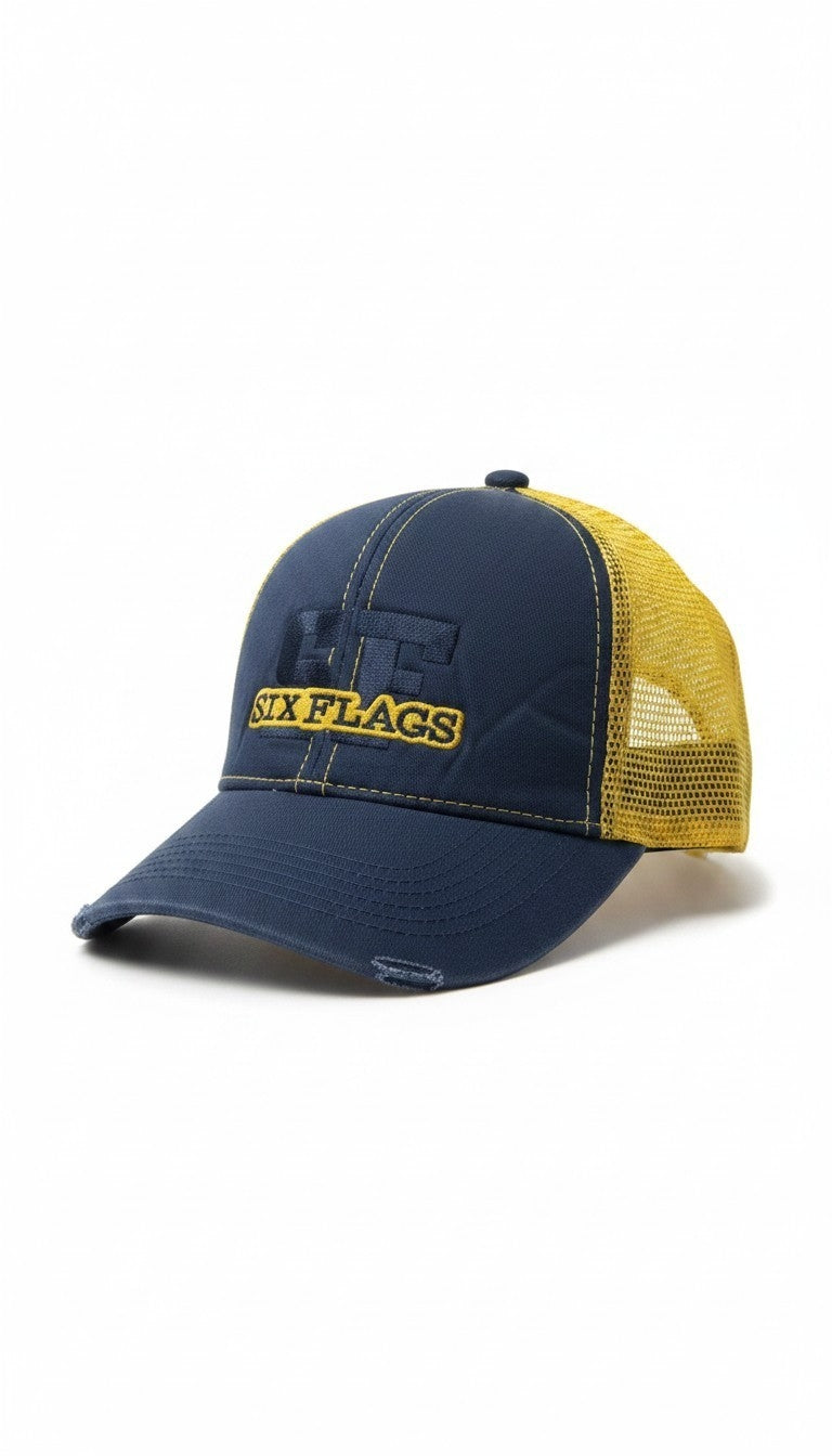 Six Flags Vintage Navy & Yellow Trucker Cap