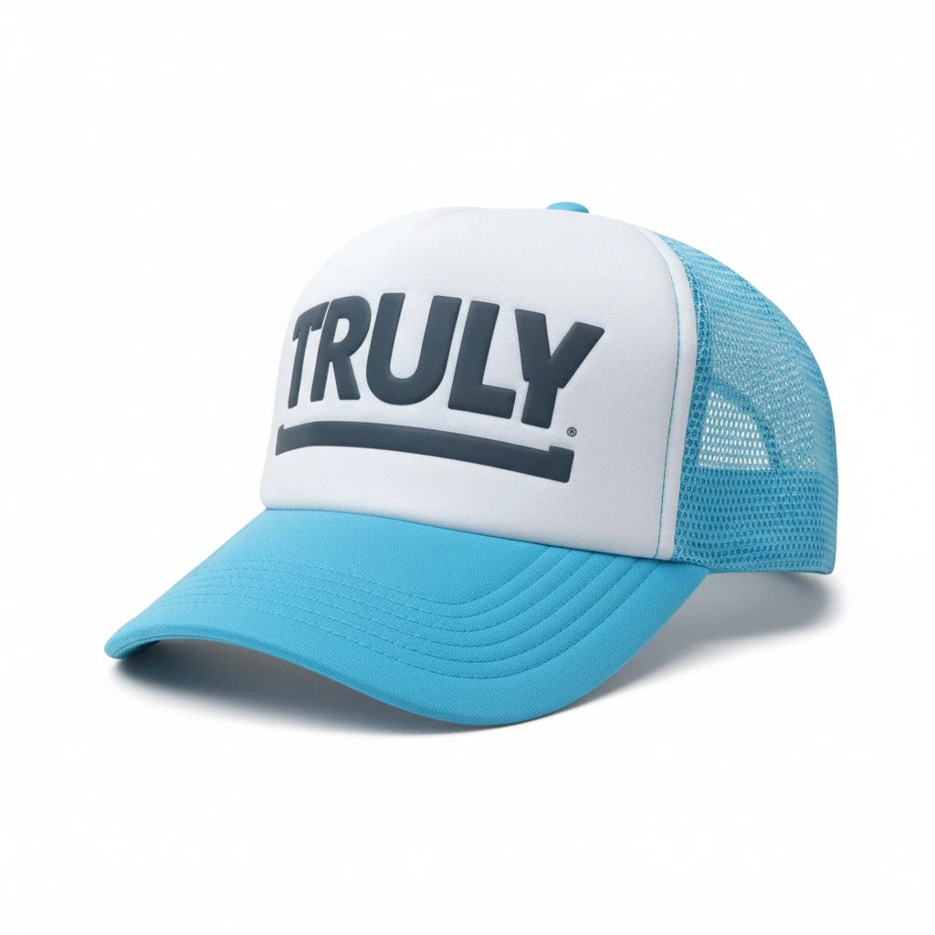 Truly Logo Trucker Hat – Sky Blue/White