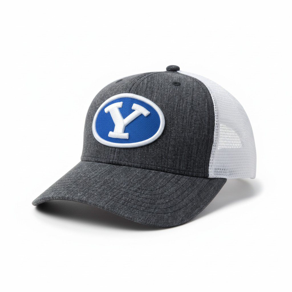 Two-Tone Mesh Trucker Hat – Heather Charcoal & White