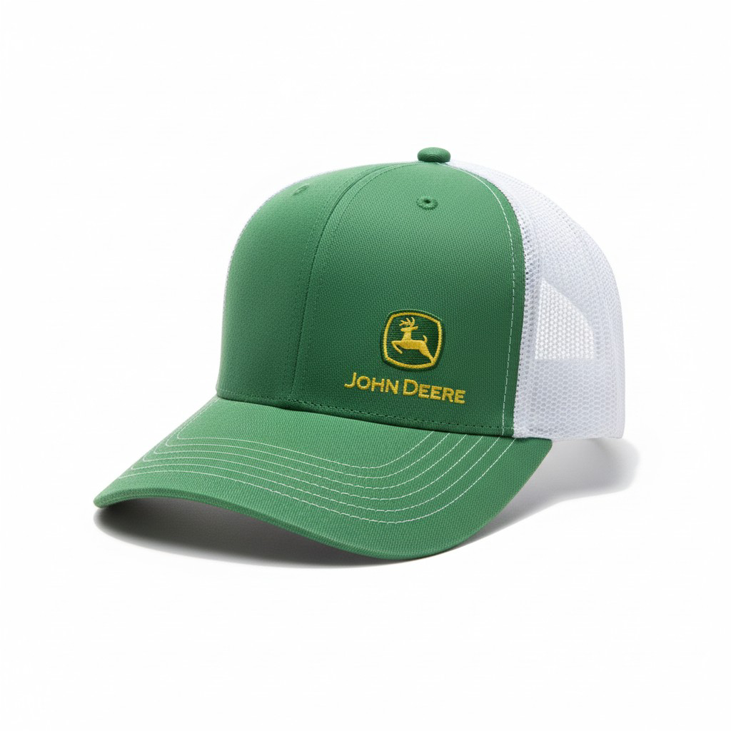 John Deere Green & White Mesh Back Trucker Hat