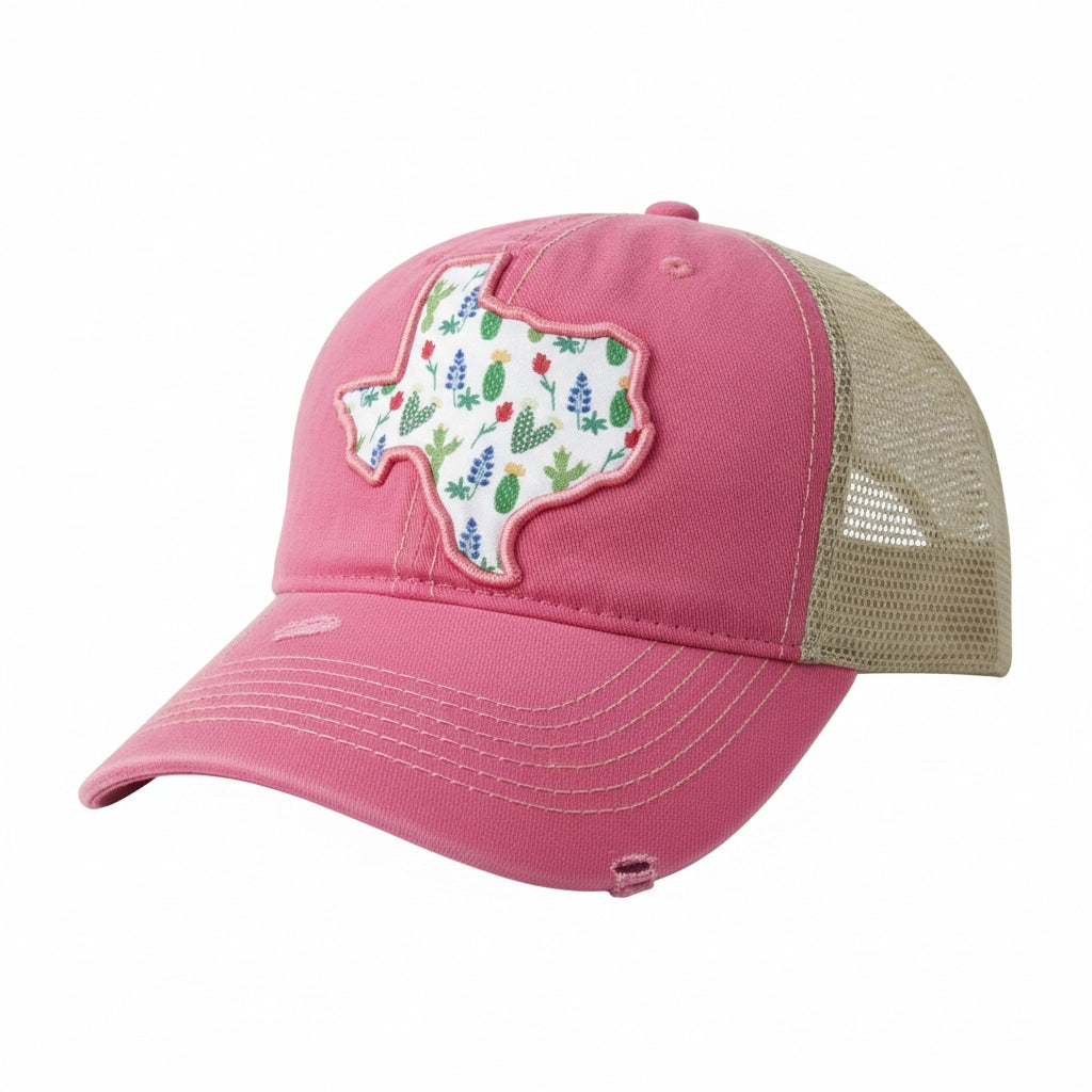 Texas Floral Patch Distressed Trucker Hat