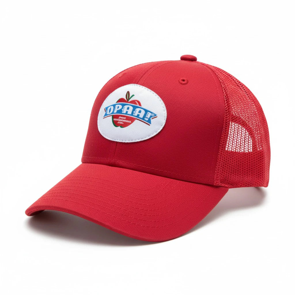 Retro "OPAA!" Graphic Trucker Hat – Heritage Red