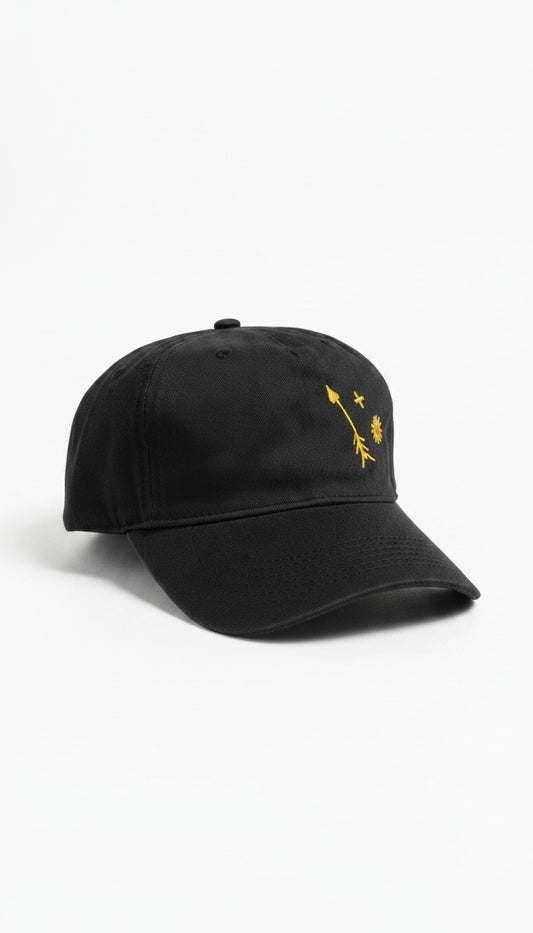 Golden Arrow Minimalist Cap - Black