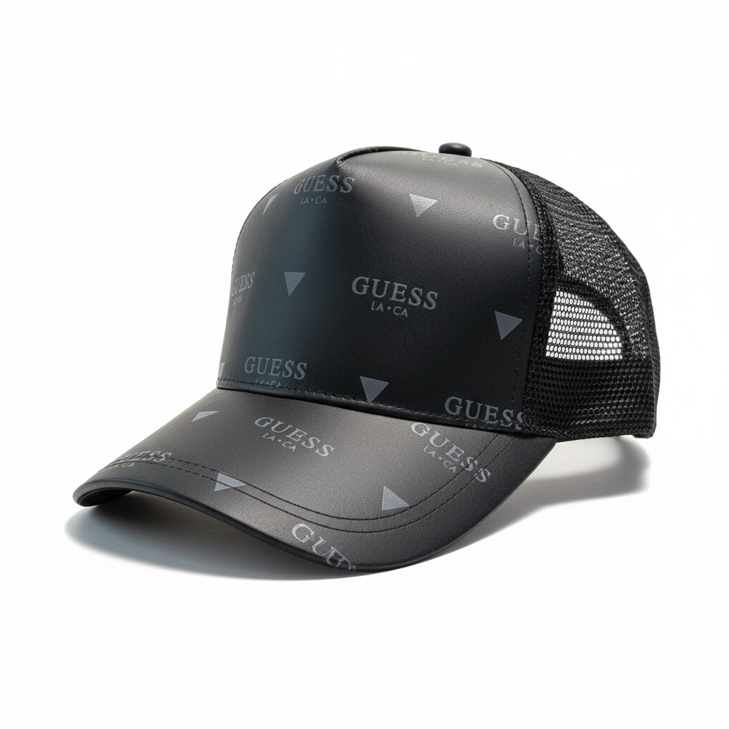 Guess Mono Leather Trucker Cap – Black