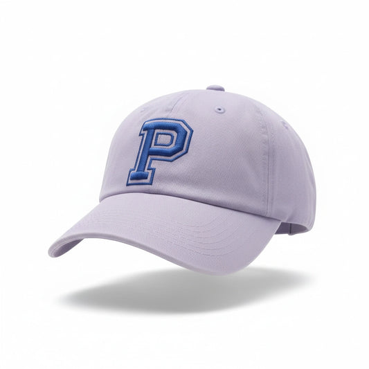 Lavender Baseball Cap with Blue Letter "P" Patch