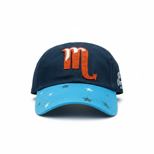 Scorpio Zodiac Cap with Star Brim - Navy/Light Blue