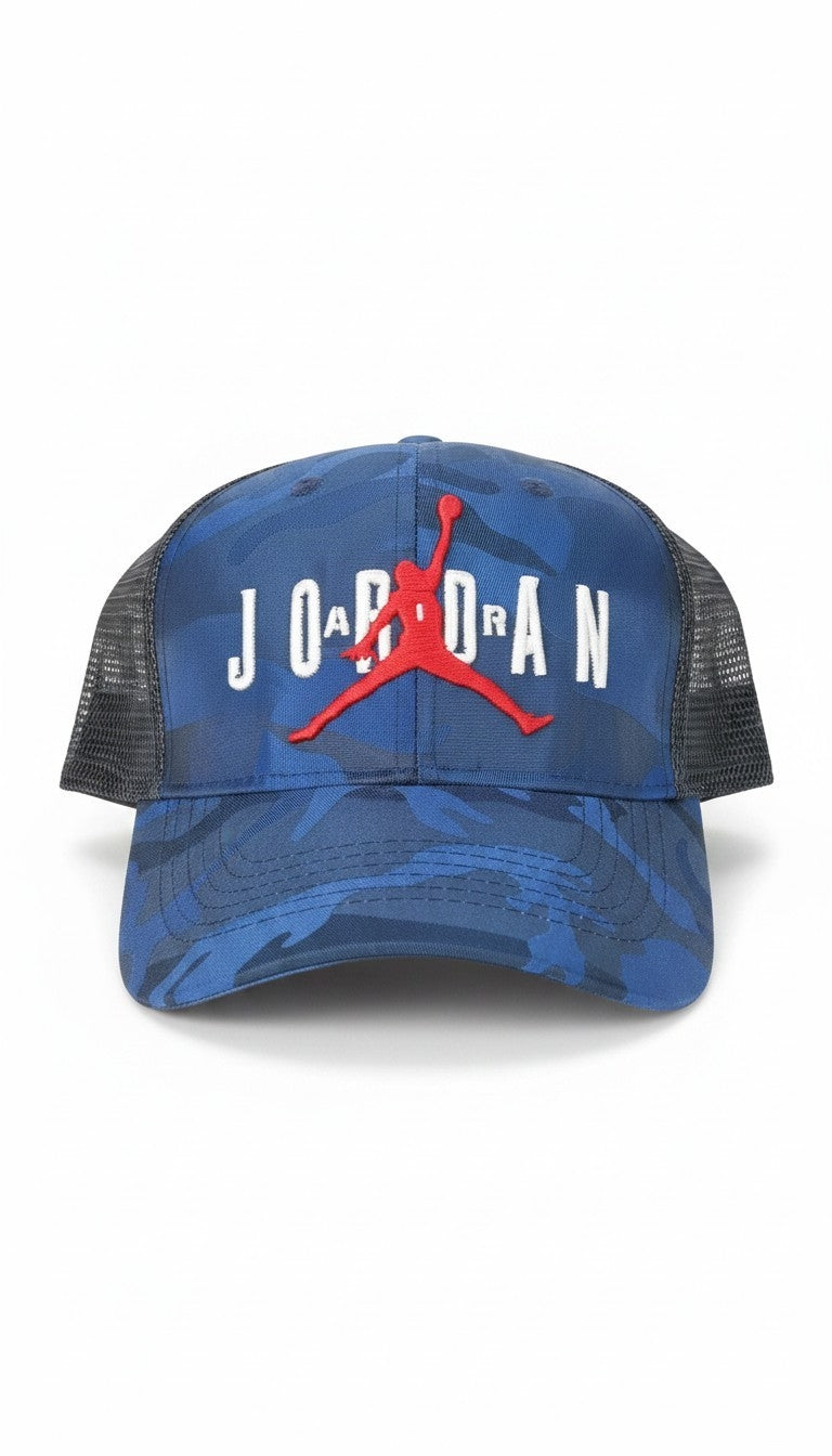 Jordan Camo Trucker Hat – Blue/Red