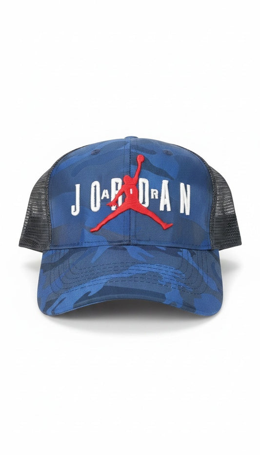 Jordan Camo Trucker Hat – Blue/Red