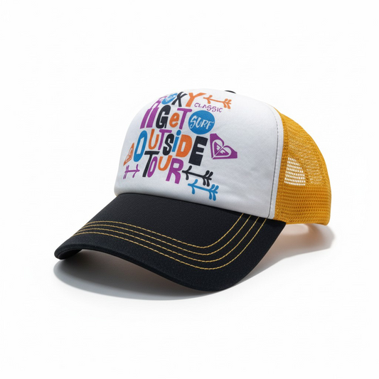 Roxy "Get Outside Tour" Mesh Trucker Hat – Multicolor/Yellow