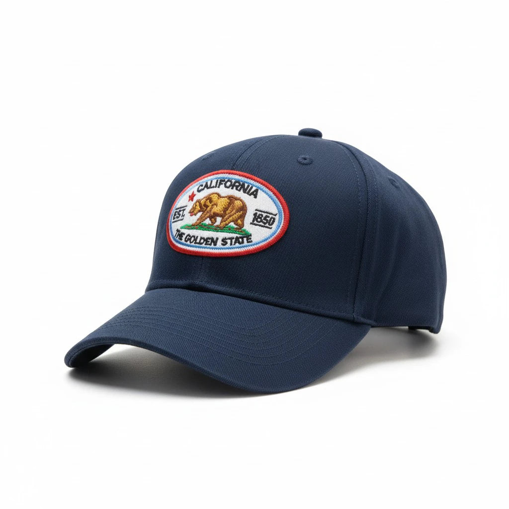 Retro California Bear Oval Patch Baseball Hat