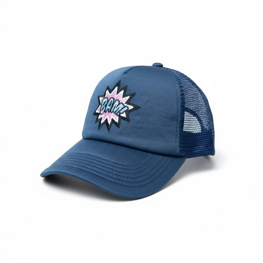 BAM! Comic Style Navy Trucker Cap