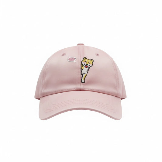 Peeking Shiba Embroidered Pink Baseball Cap