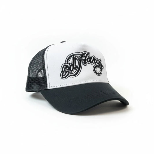 Ed Hardy Script Logo Two-Tone Trucker Hat - Black/White