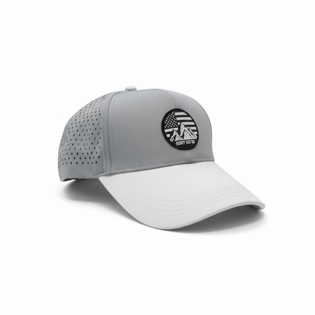Peak Perforated Snapback – Grey/White