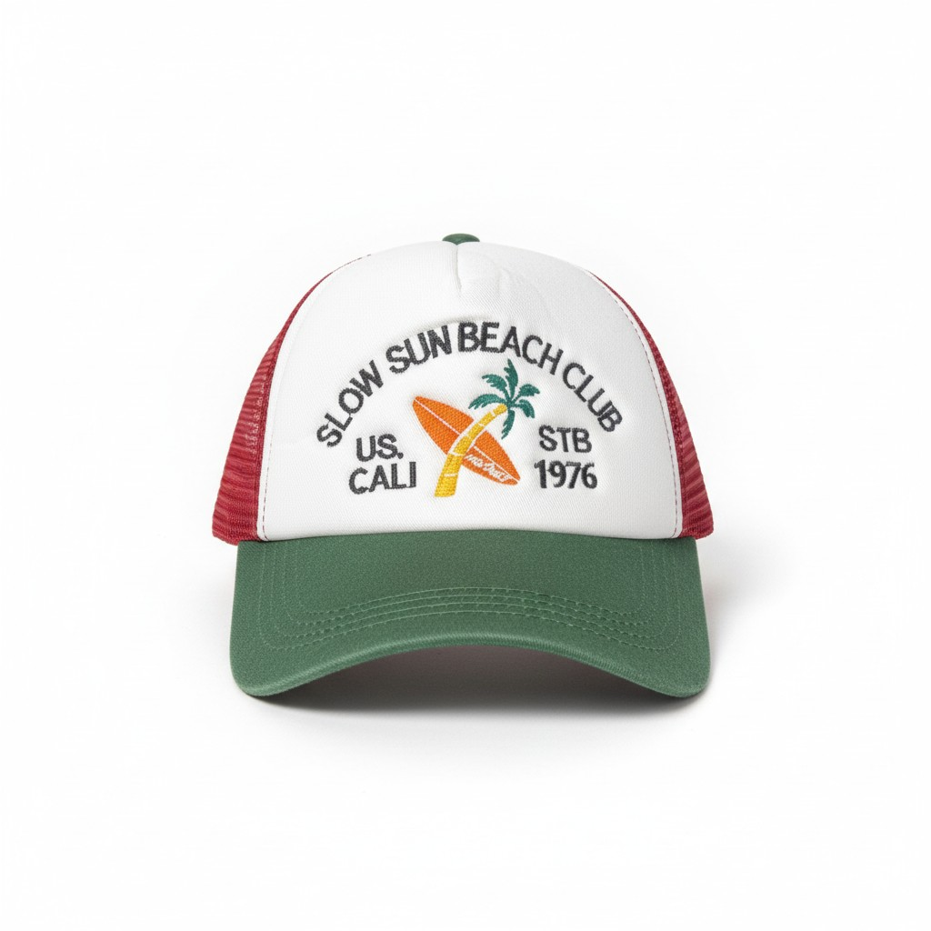 Retro "Slow Sun Beach Club" STB 1976 Mesh Trucker Cap