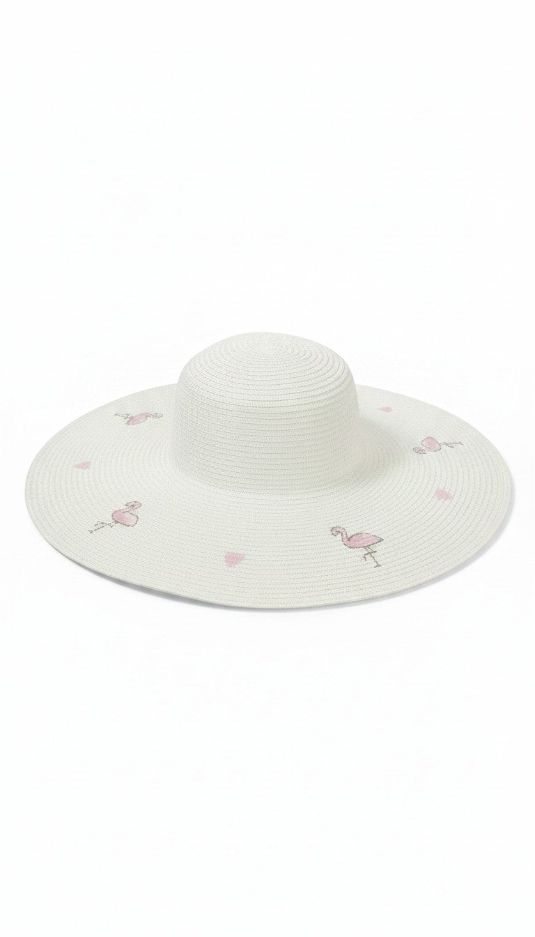 The Flamingo Embroidered Sun Hat
