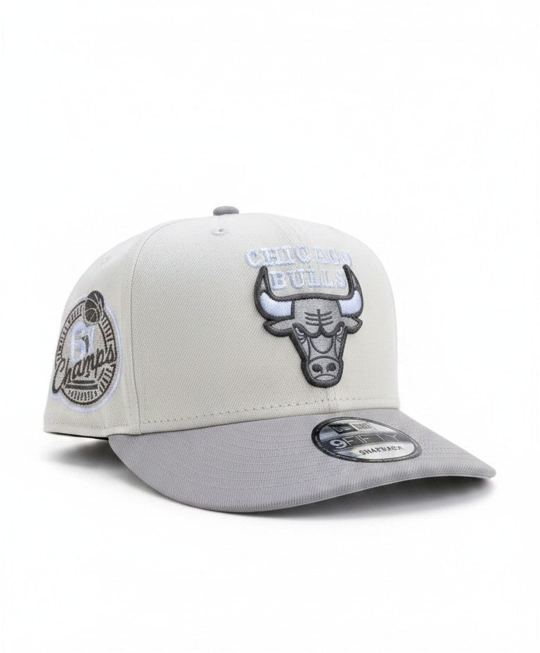 New Era 9FIFTY Chicago Bulls "6x Champs" Snapback Hat – Off-White & Grey