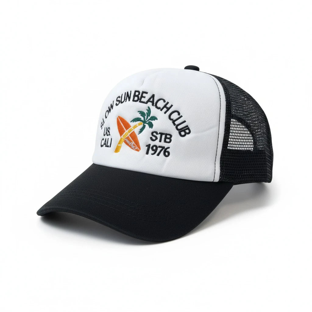 Retro "Slow Sun Beach Club" STB 1976 Mesh Trucker Cap