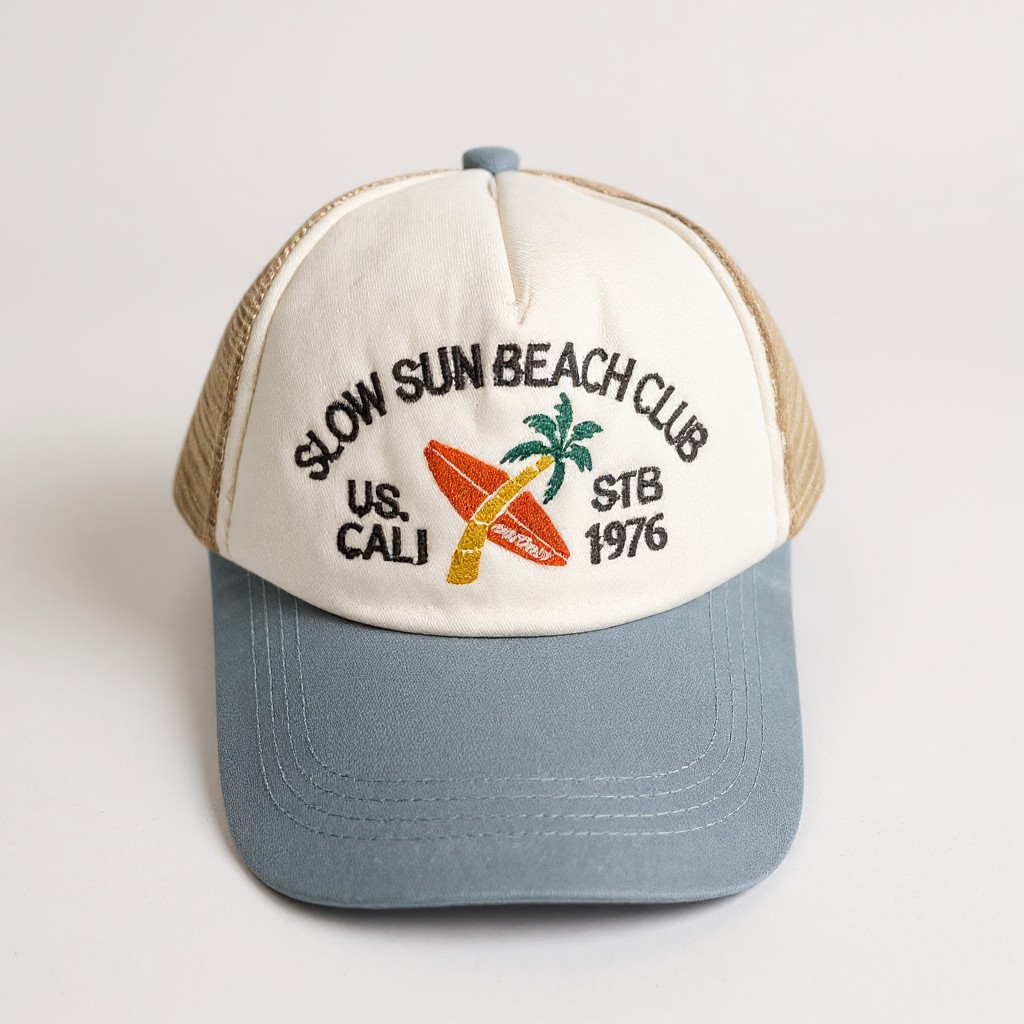 Retro "Slow Sun Beach Club" STB 1976 Mesh Trucker Cap