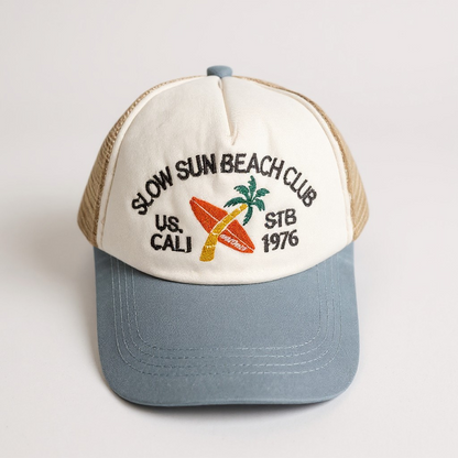 Retro "Slow Sun Beach Club" STB 1976 Mesh Trucker Cap