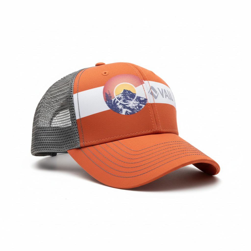 The Summit Stripe Trucker – Sunset Orange