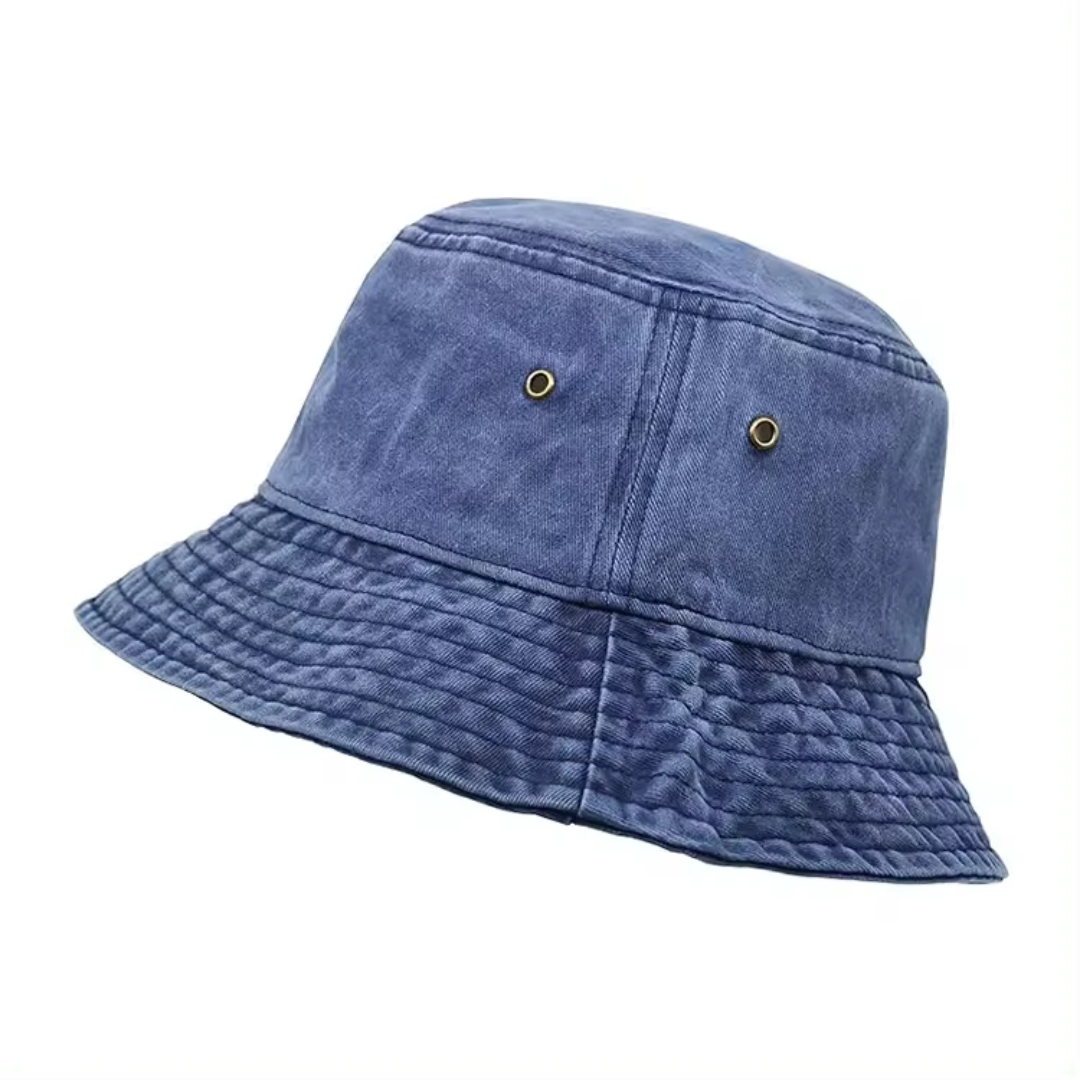 Unisex Washed Cotton Bucket Hat – Vintage Distressed Sun Cap