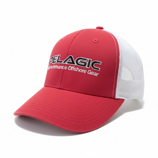 Pelagic Offshore Performance Trucker Hat – Red/White