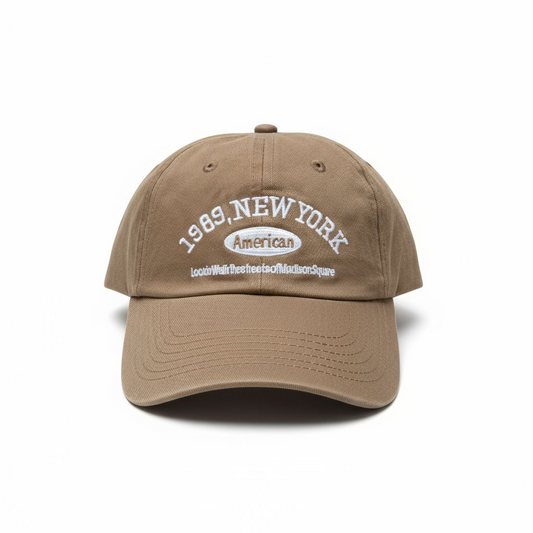 1989 New York "American" Embroidered Khaki Dad Hat