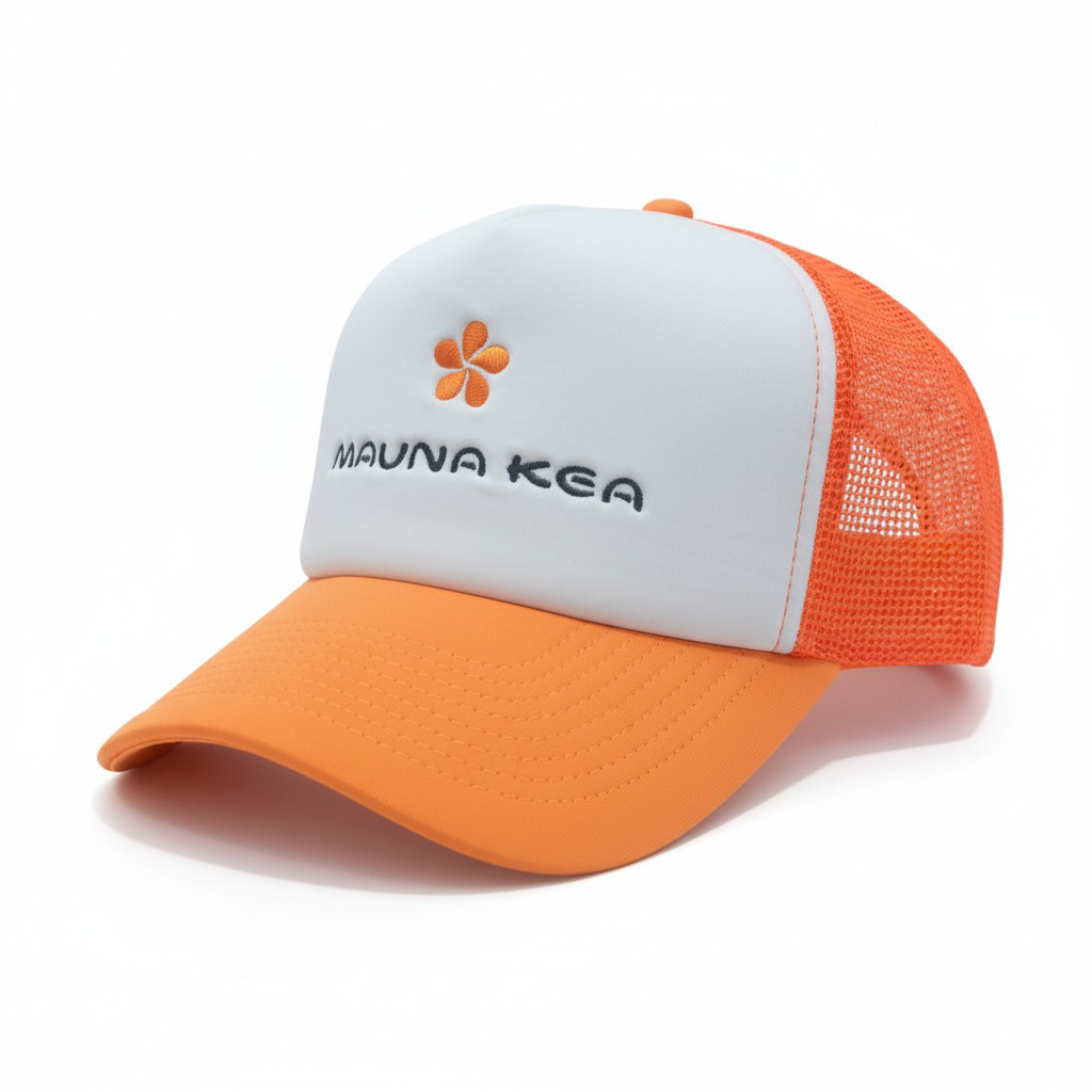 Mauna Kea Orange & White Trucker Hat