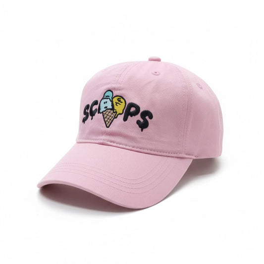 Pink Scoops Embroidered Baseball Cap