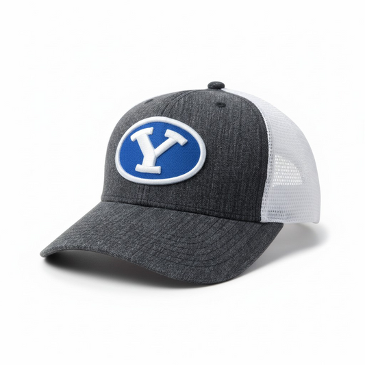 Two-Tone Mesh Trucker Hat – Heather Charcoal & White