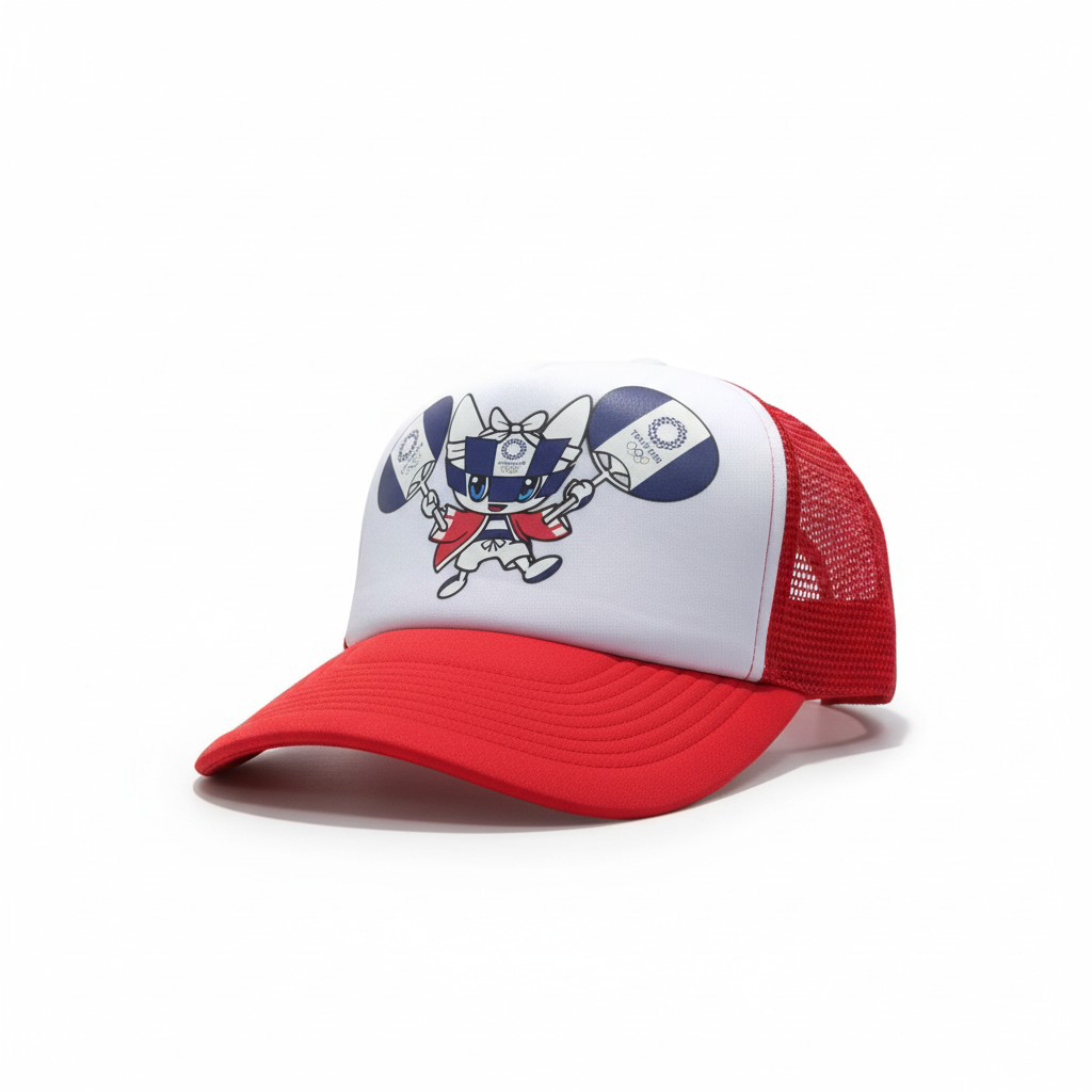 Tokyo 2020 Olympics Mascot Miraitowa Mesh Trucker Hat – Red/White