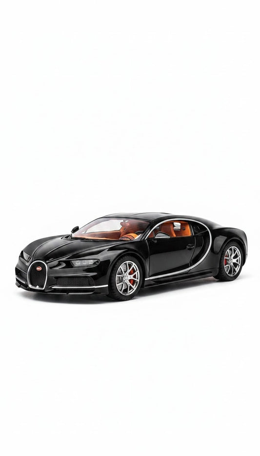 Bugatti Chiron – Gloss Black (Tan Interior) | 1:24 Diecast Model
