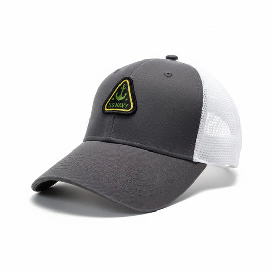 U.S. Navy Patch Two-Tone Trucker Hat – Charcoal/White