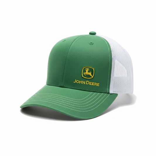 John Deere Green & White Mesh Back Trucker Hat