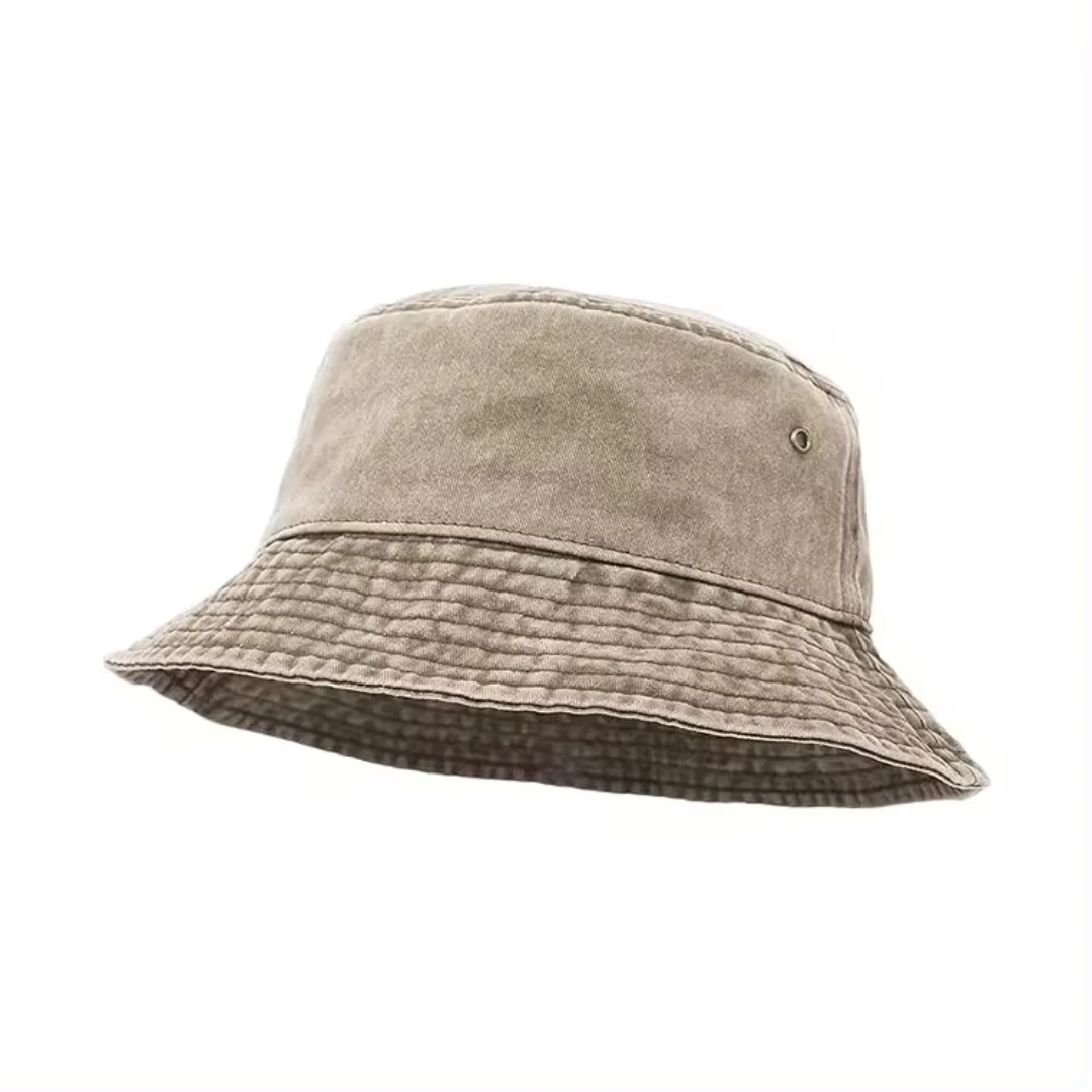 Unisex Washed Cotton Bucket Hat – Vintage Distressed Sun Cap