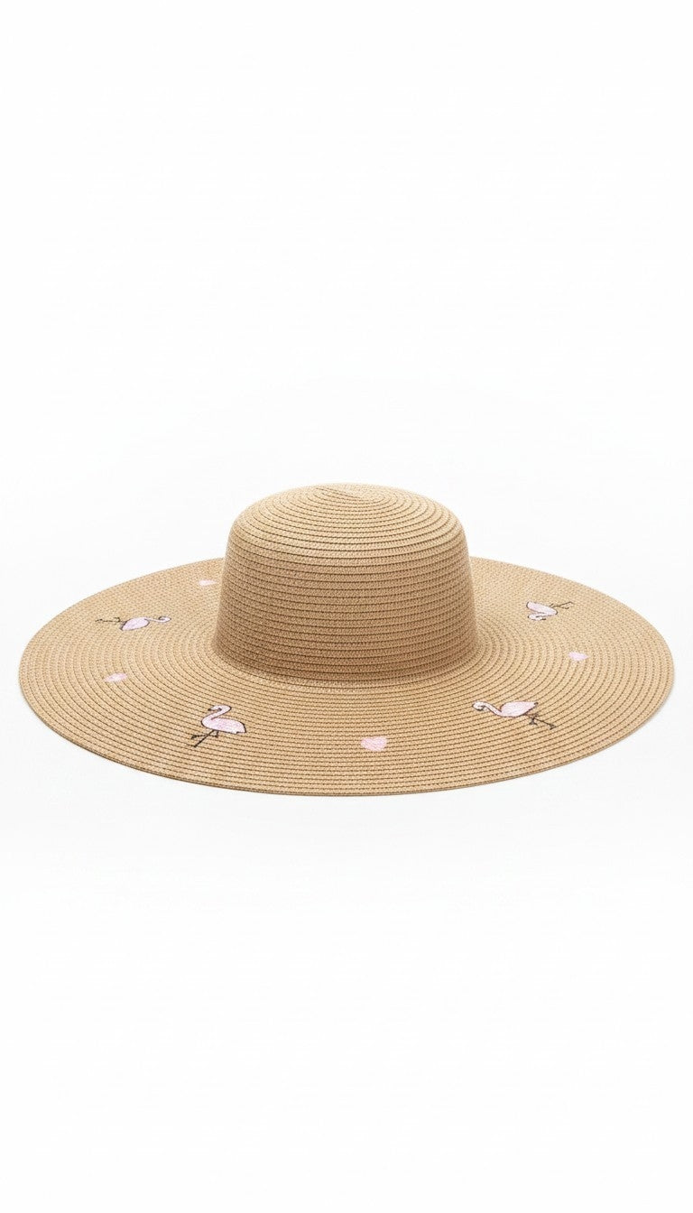 The Flamingo Embroidered Sun Hat