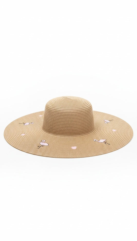 The Flamingo Embroidered Sun Hat