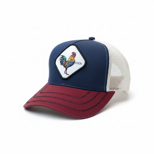Vintage-Style Rooster Patch Trucker Hat