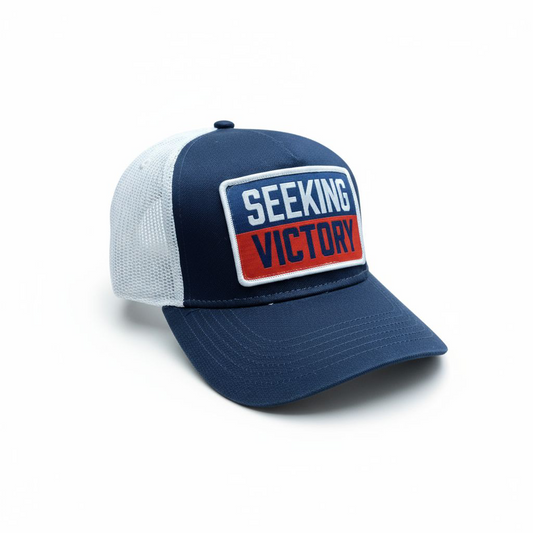 Seeking Victory Trucker Cap – Navy/White