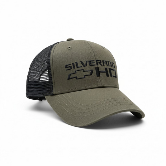 Chevrolet Silverado HD Mesh-Back Trucker Cap – Olive/Black