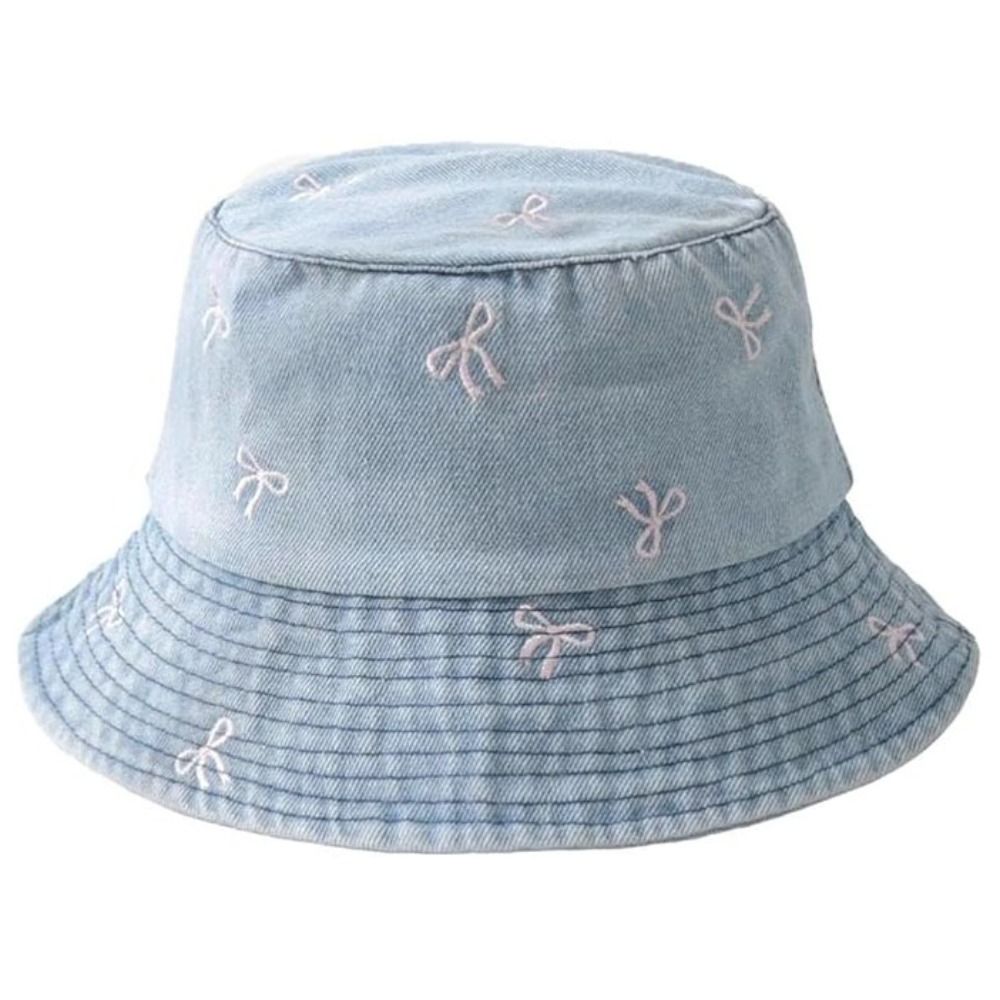 The Bow-Embroidered Denim Bucket