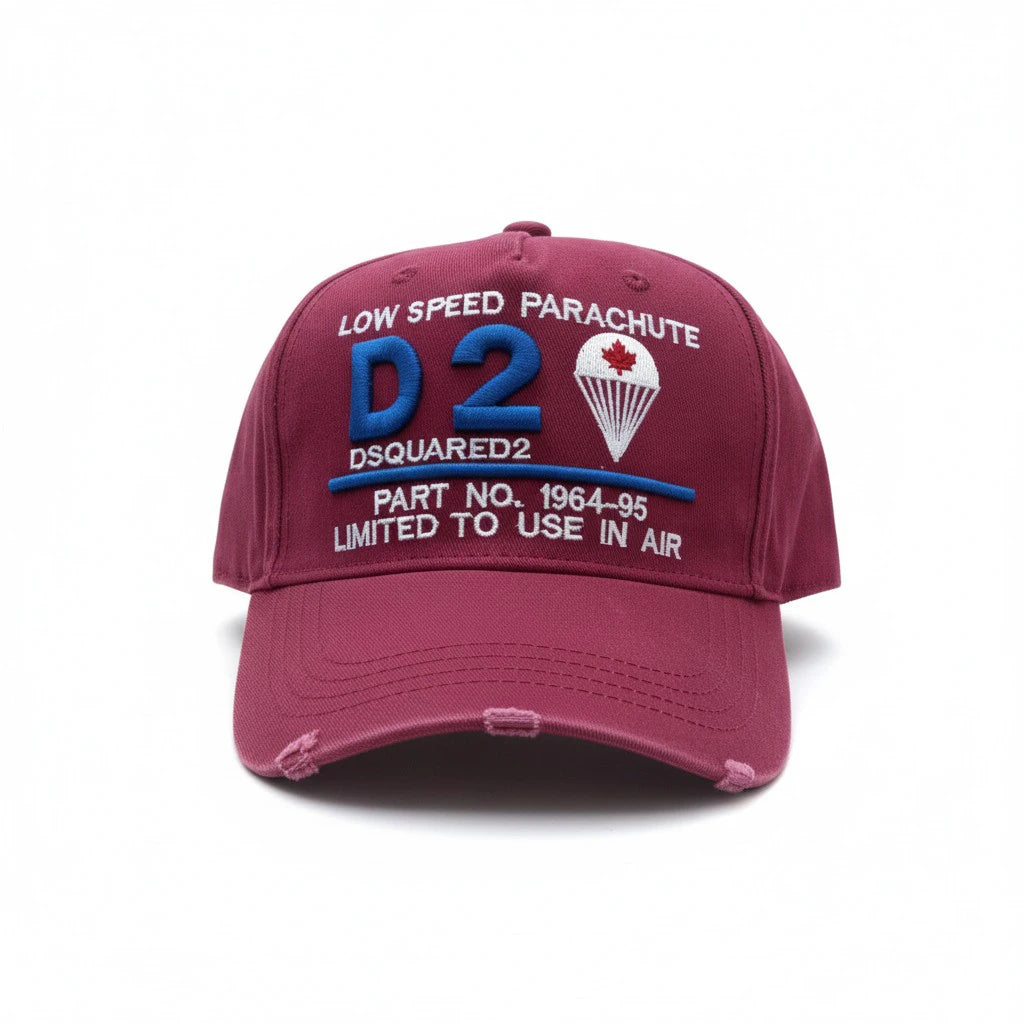 DSQUARED2 Low Speed Parachute Embroidered Cap - Burgundy