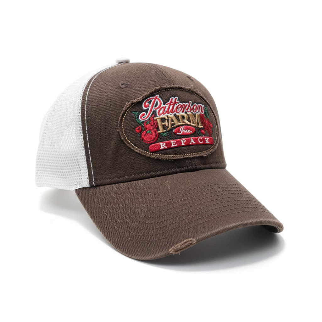 The Patterson Farm Heritage Trucker – Earth Brown/White