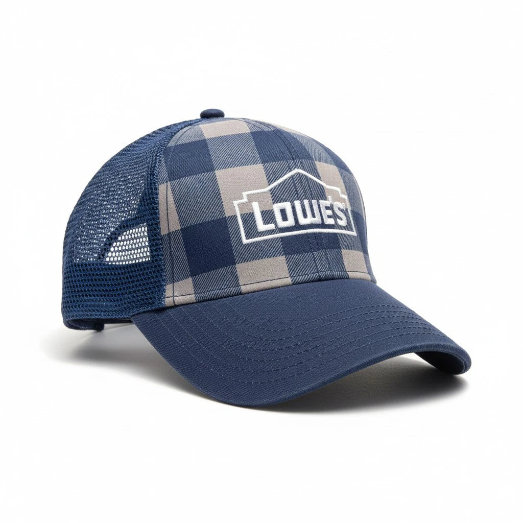 Lowe’s Navy & Grey Buffalo Plaid Trucker Hat