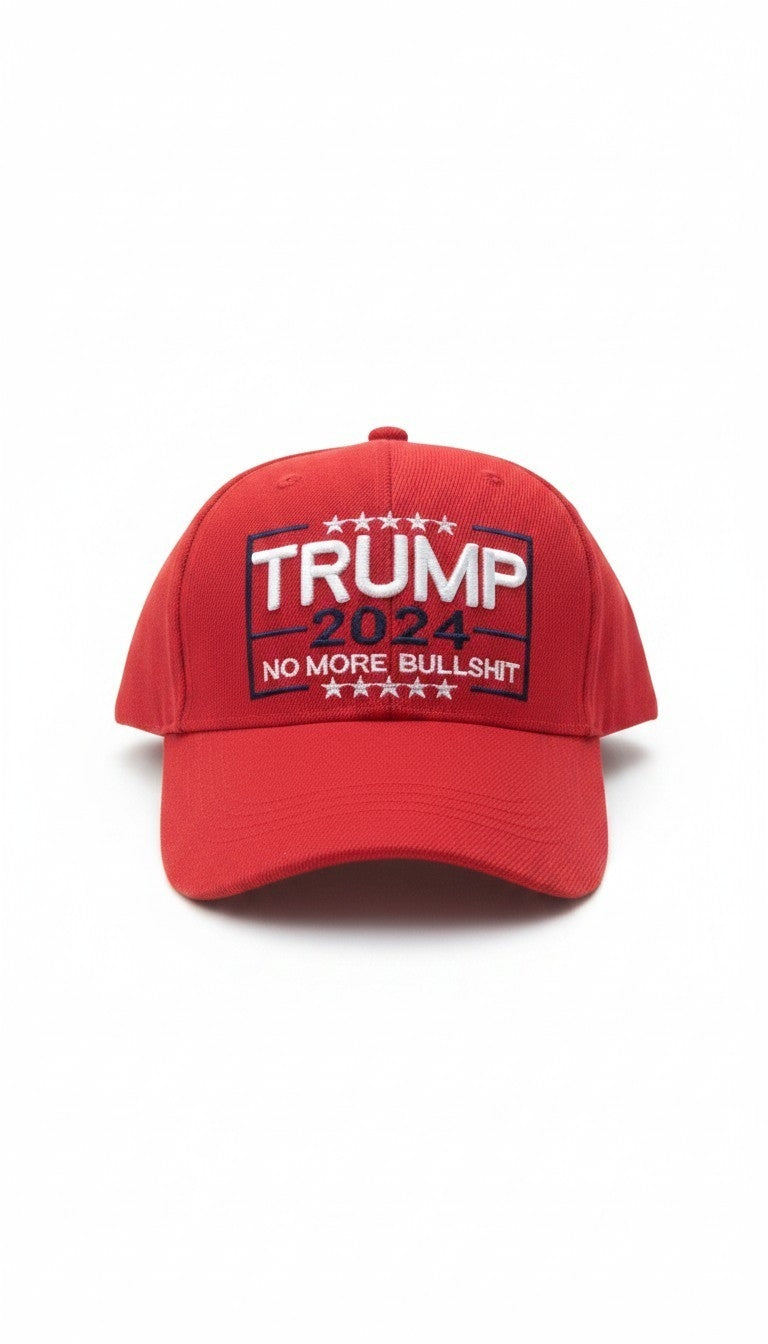 Trump 2024 "No More Bullshit" Embroidered Red Baseball Cap